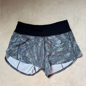 Women's Black and Gray Patterned Shorts